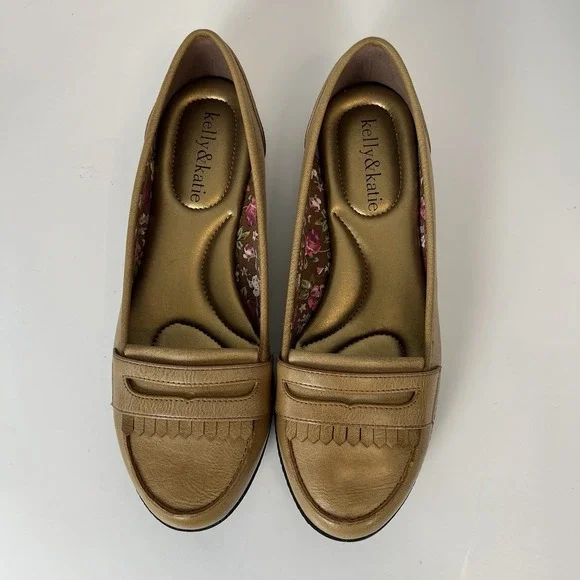 Kelly and Katie tan slip-on penny loafer dress causal shoe flat women's 6.5 - Picture 4 of 9